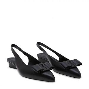 Salvatore Ferragamo Viva Slingback Black Leather Flats |SIZE 10|